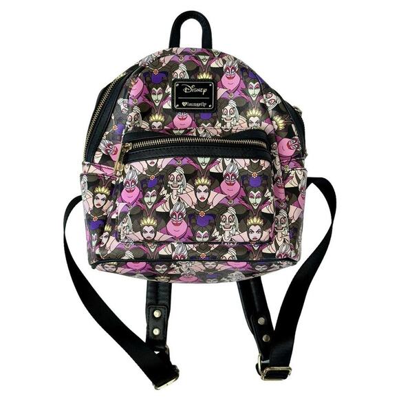 DISNEY LOUNGEFLY Villains Mini Backpack Ursula Cruella Maleficent Evil Queen Bag - Picture 2 of 13